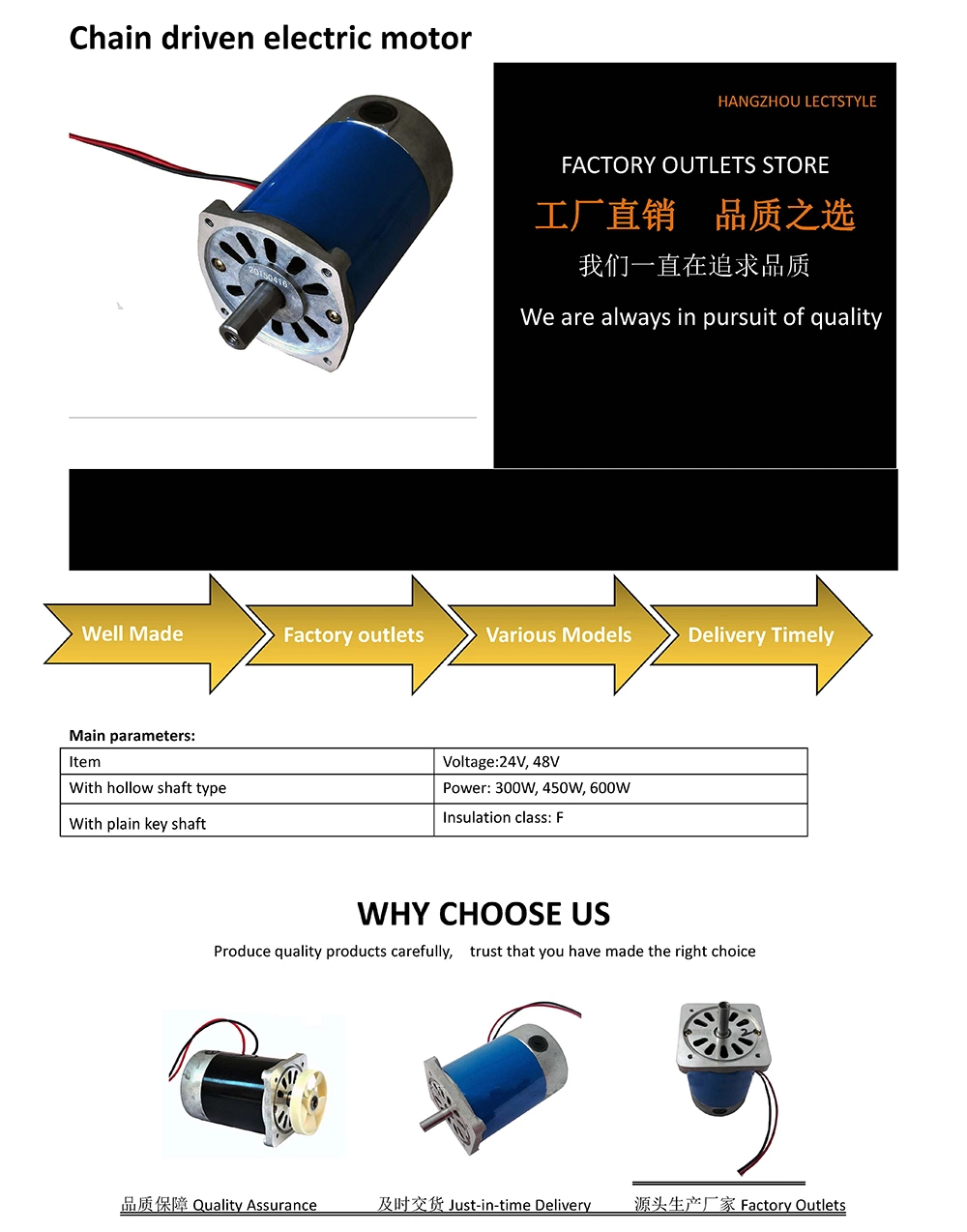 24V 500W Chain Driven Electric Motor on Electric Chain Saw